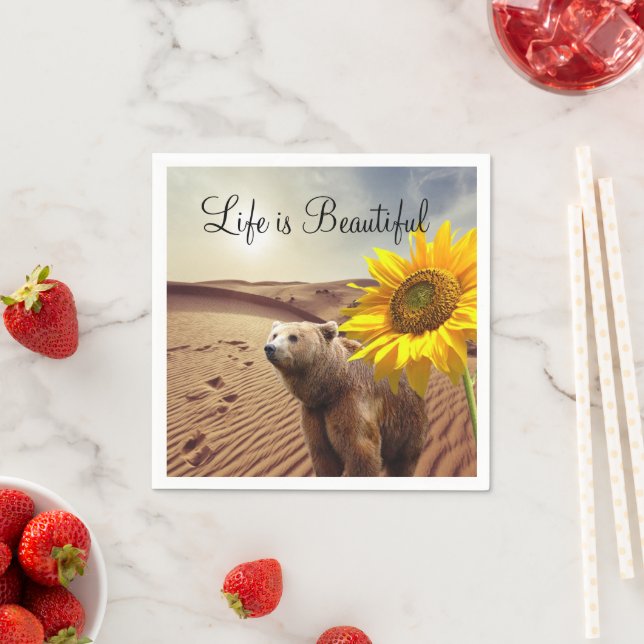 Solros Blommigt Bear Pappra blöjor Pappersservett (Insitu)