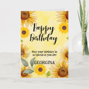 Solros Blommigt Birthday Kort