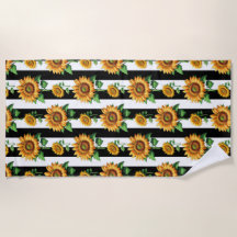 Solros Blommigt Black White Rand