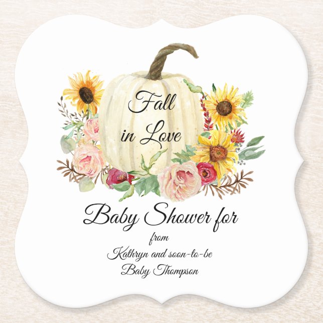 Solros Blommigt Bouquet Fall Flicka Shower Underlägg Papper (Framsida)