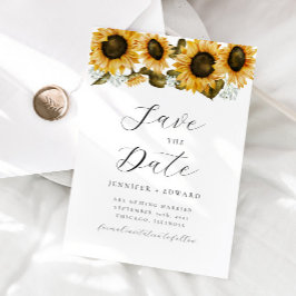 Solros Blommigt Bröllop Spara Datumet