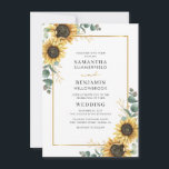 Solros Blommigt Eucalyptus Bröllop Inbjudningar<br><div class="desc">Inbjudan till Blommigt av solros Eucalyptus Geometric Wedding. Skapa ett modernt inbjudningskort för Solros-Blommigten med den här söta mallen med vacker rustik blommigt bouquet, geometrisk guld-effekt ram, med modern enkel typografi. TIP: Matchande bröllop-svit som OSA, bröllopsprogram, banderoller, tapetik, presentkort, skyltar och andra bröllop-kök och märkre-godis finns i samlingen nedan med...</div>
