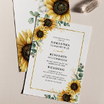 Solros Blommigt Eucalyptus Watercolor Bröllop Inbjudningar<br><div class="desc">Inbjudan till Blommigt av solros Eucalyptus Geometric Wedding. Skapa ett modernt inbjudningskort för Solros-Blommigten med den här söta mallen med vacker rustik blommigt bouquet, geometrisk guld-effekt ram, med modern enkel typografi. TIP: Matchande bröllop-svit som OSA, bröllopsprogram, banderoller, tapetik, presentkort, skyltar och andra bröllop-kök och märkre-godis finns i samlingen nedan med...</div>