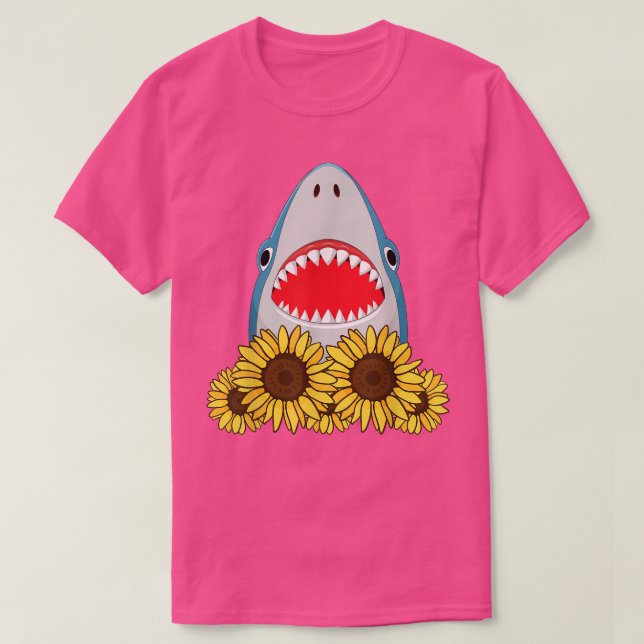 Solros Blommigt Flowers Shark Älskare Gift T Shirt (Design framsida)