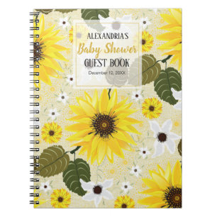 Solros Blommigt Garden Baby Shower Guest Anteckningsbok