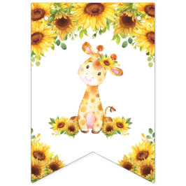 Solros Blommigt Giraffe Baby Shower Birthday Vimplar