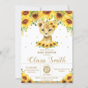 Solros Blommigt Lejona Unge Baby Shower Inbjudningar