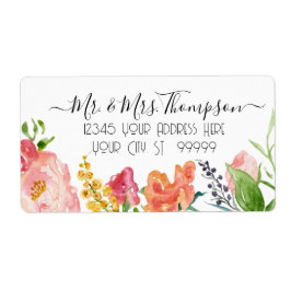 Solros Blommigt Vattenfärgad Gult Vit blomma L Adressetikett