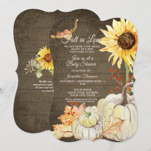 Solros Blommigt Vattenfärgspumpkin Baby Shower Inbjudningar