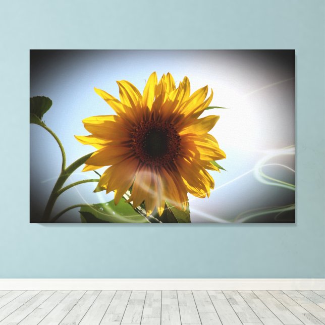 Solros blomsterdoft konst canvastryck (Insitu (trägolv))