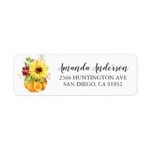 Solros blomsterpumpa adress returadress etikett