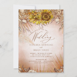 Solros Boho Beauty Bröllopsinbjudan Inbjudningar