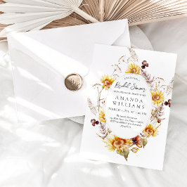 Solros Boho Wildblomma Modern Möhippa Inv Inbjudningar