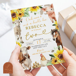 Solros Boskap Sommar Barn Birthday Inbjudningar