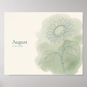 Solros Botanisk Konsttryck Augusti Blomma Poster