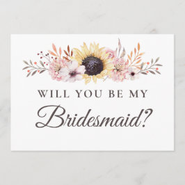 Solros Bouquet blir min bridesmaid Inbjudningar