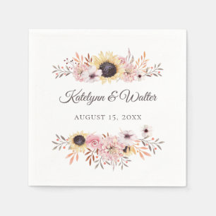 Solros Bouquet Bröllop Anpassningsbar Napkins Pappersservett