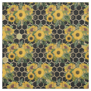 Solros Bouquet Guld Honeycomb Graphic Tyg