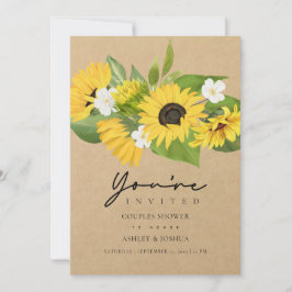 Solros Bouquet Kraft Papper Par Shower Inbjudningar