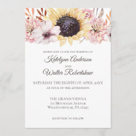 Solros Bouquet Late Sommar Blommigt Bröllop Inbjudningar