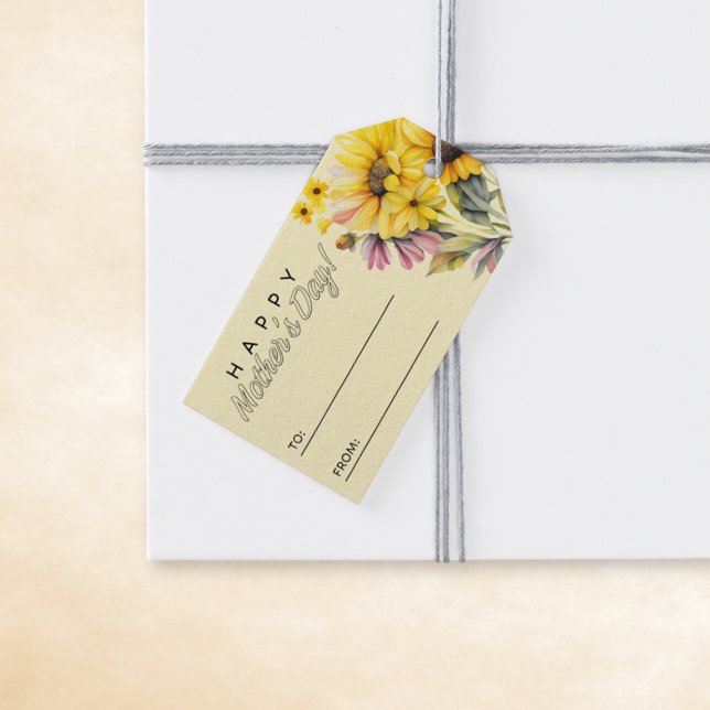 Solros Bouquet Lycklig Mors dag Presentetikett (Skapare uppladdad)