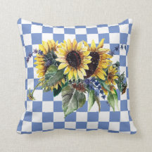 Solros Bouquet på blå checkar