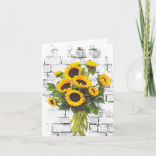 Solros Bouquet på Brick Wall Kort