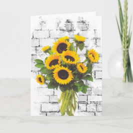 Solros Bouquet på Brick Wall Kort