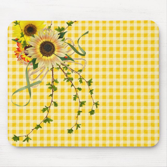 Solros Bouquet på Gingham Musmatta (Framsidan)