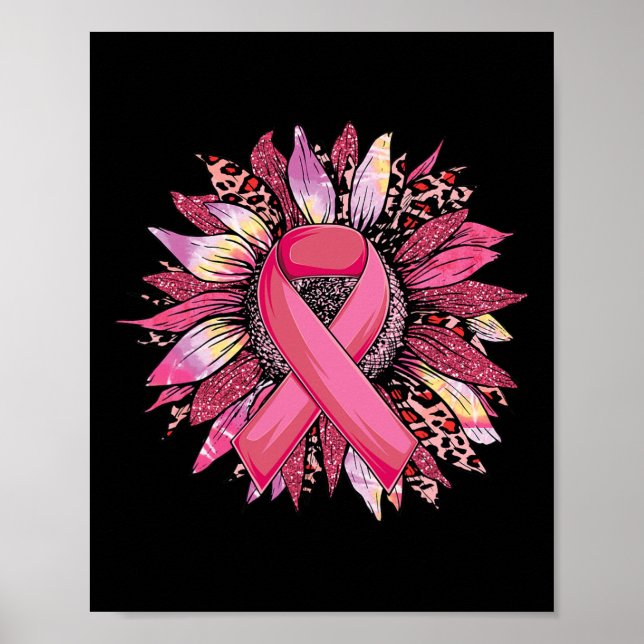 Solros Breast Cancer Awareness Leopard Sunflowe Poster (Framsidan)