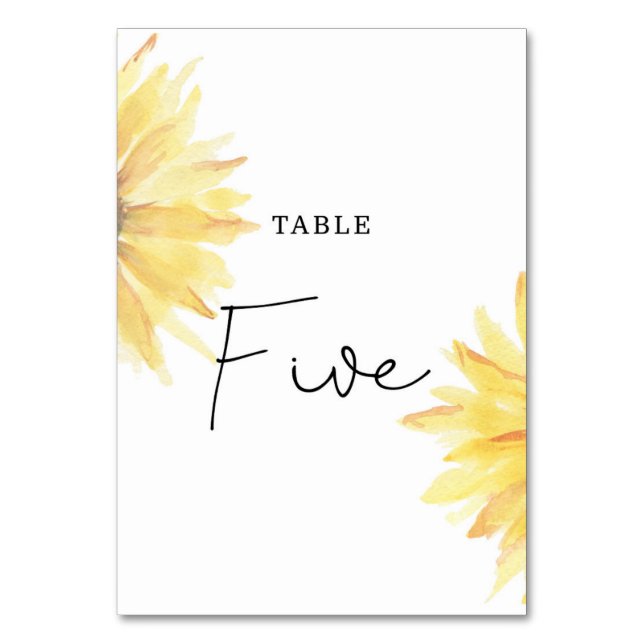 Solros bröllop 5 bordsnummer (Baksidan)