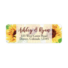 Solros Bröllop Adressetiketter Watercolor Returadress Etikett