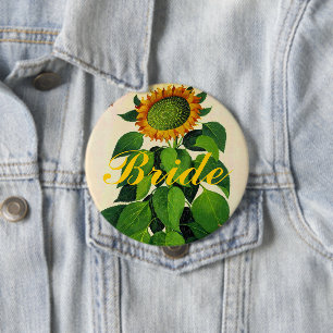 Solros Bröllop Badge Button for Bröllopsfest Knapp