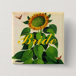 Solros Bröllop Badge Button for Bröllopsfest Knapp