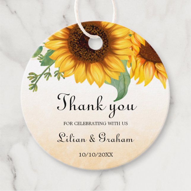 Solros Bröllop Gåvor Etiketter (Framsida)