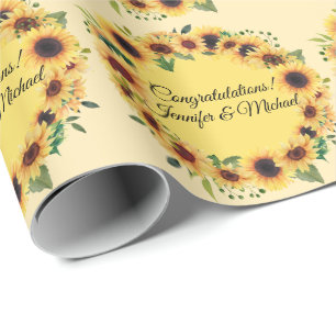 Solros Bröllop Grattiss Add Namn, sommar Presentpapper