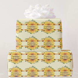 Solros Bröllop Grattiss Add Namn, sommar Presentpapper