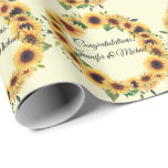 Solros Bröllop Grattiss Add Namn, sommar Presentpapper<br><div class="desc">Solrosblommor Bröllop Grattisar Lägg till Namn Sommarinskning Papper</div>