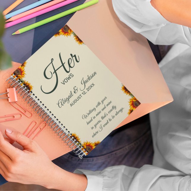 Solros Bröllop Hennes Vows Anpassade Notebook Anteckningsbok (Skapare uppladdad)
