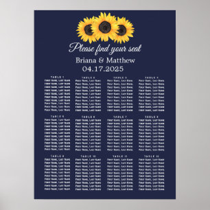 Solros Bröllop Placeringsplan Landet Blå Poster