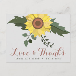 Solros Bröllop Tack Vykort