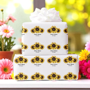 Solros Bröllopsblommor Gul Vit Presentpapper