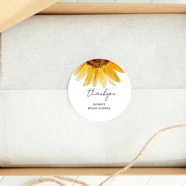 Solros bröllopsdusch klassisk rund dekal runt klistermärke (Skapare uppladdad)