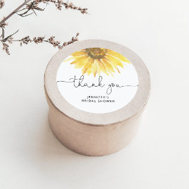 Solros bröllopsdusch klassisk rund dekal runt klistermärke