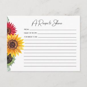 Solros Bröllopsfest Receptkort  Vykort