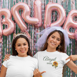 Solros bröllopsskog grön brud t shirt