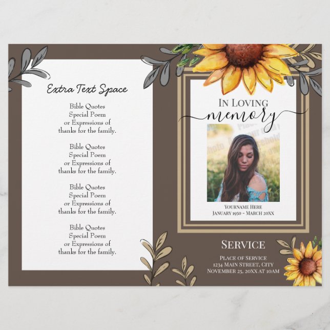 Solros - budget för enkelt fotobegravningsprogram (Framsida)