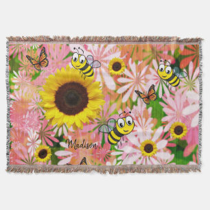 Solros Bumblebee Butterfly Throw Blanket Filt