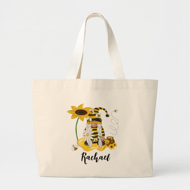 Solros Bumblebee Gnome Personlig Tote Bag Jumbo Tygkasse (Framsidan)