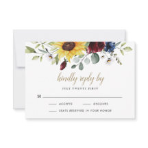 Solros Burgunder Rosor Marinblå Rustik Bröllop